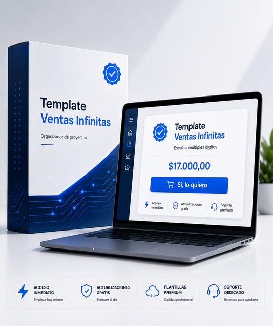 Template ventas infinitas - Escala a múltiples dígitos +100 millones de pesos al mes. (Organizador de proyectos)